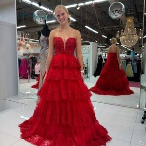 Sherri Hill Vibrant Red Dress